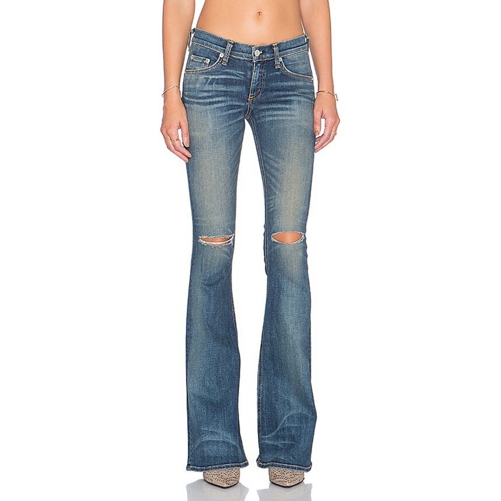 Rag & Bone Elephant Bell Bottom Flare Mid Rise Jeans New Dark Blue Sz 27